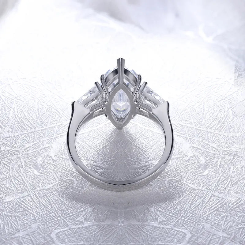 2.5 Carat Marquise Cut Moissanite Trilogy Ring