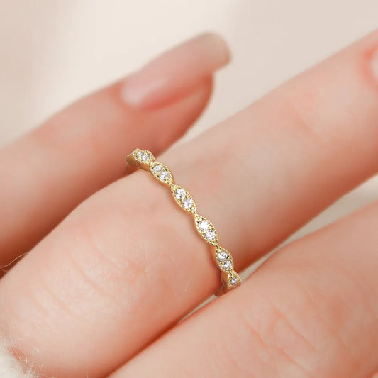 Marquise Set Silver Half Eternity Band