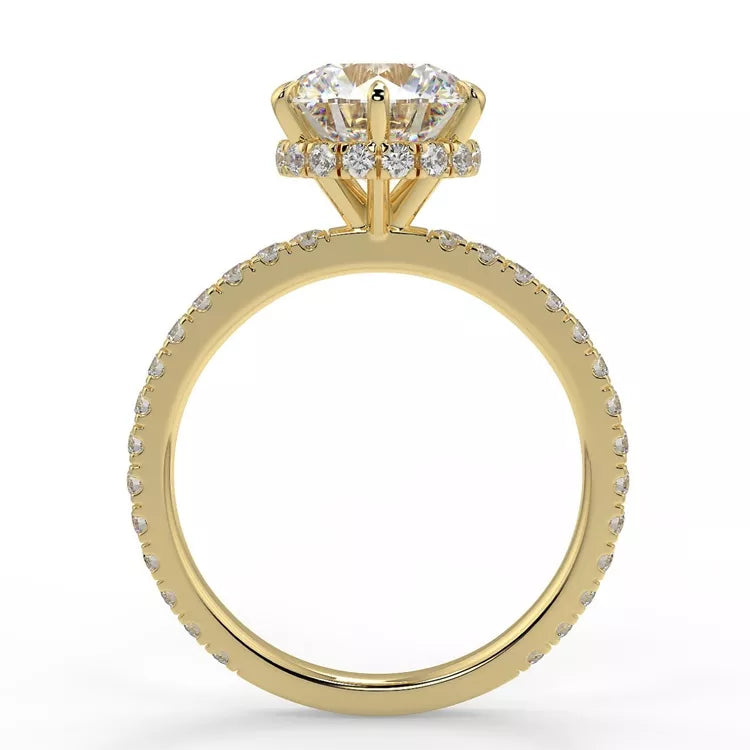 2 Carat Round Cut Moissanite Hidden Halo Ring