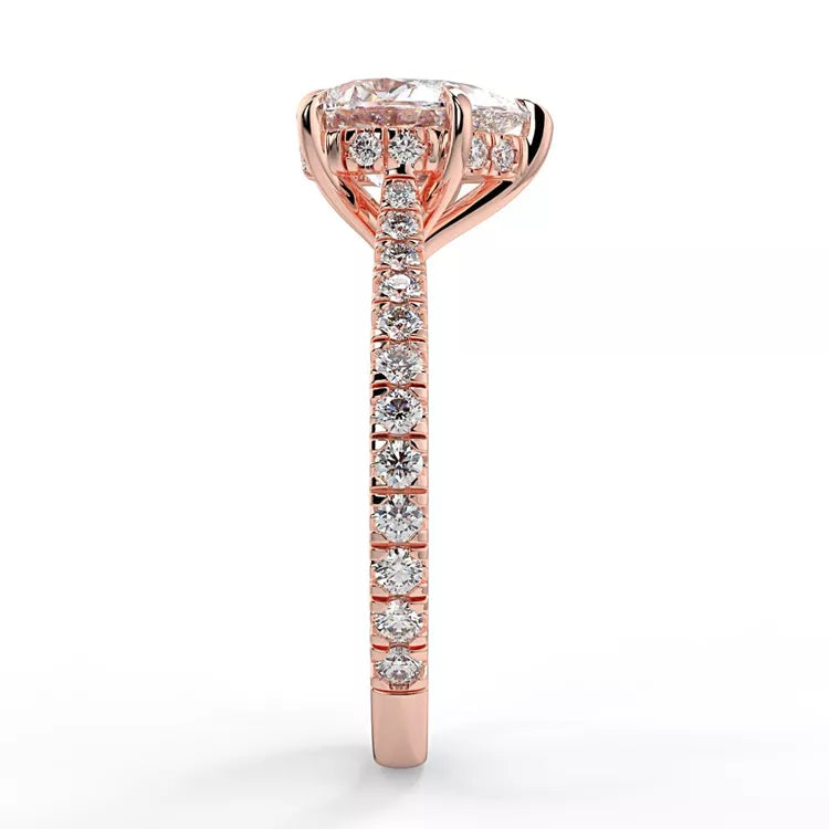 2  Carat Pear Cut Moissanite Solitaire Ring with Pave Band