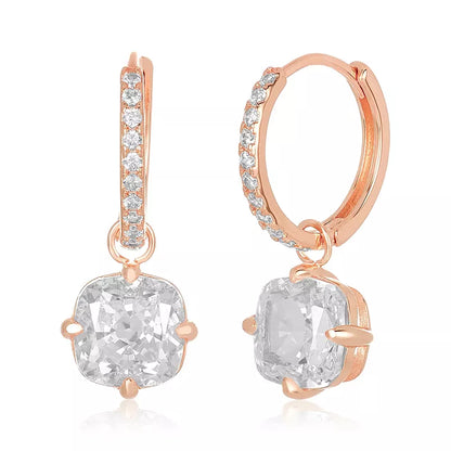 Cushion Cut Drop Hoops