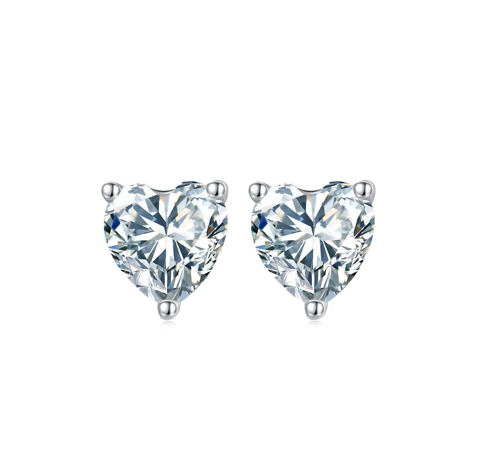 1 Carat tw Heart Cut Moissanite Stud Earrings