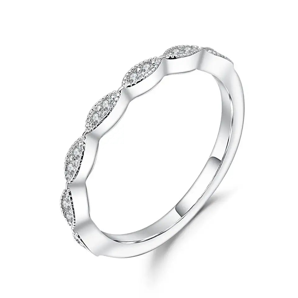 Marquise Set Silver Half Eternity Band