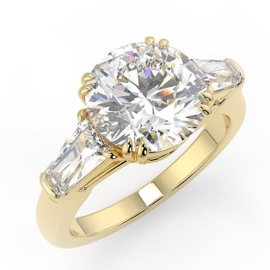 3 Carat tw Round Cut Moissanite Trilogy Ring