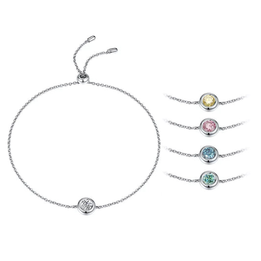 0.5 Carat Round Coloured Moissanite Bezel Bracelet