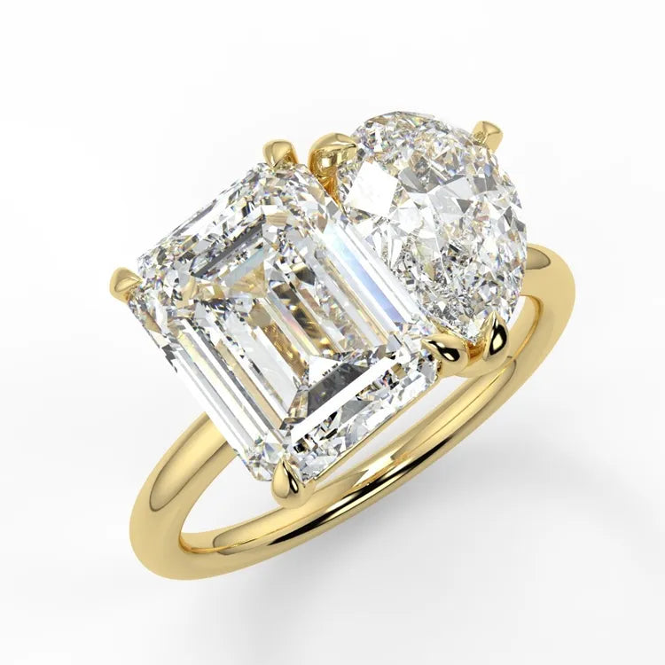 3.3 carat tw Pear & Emerald Moissanite Ring