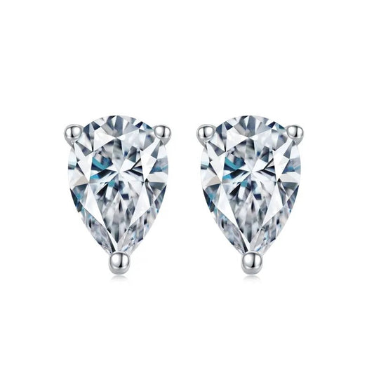 2 Carat tw Pear Cut Moissanite Stud Earrings