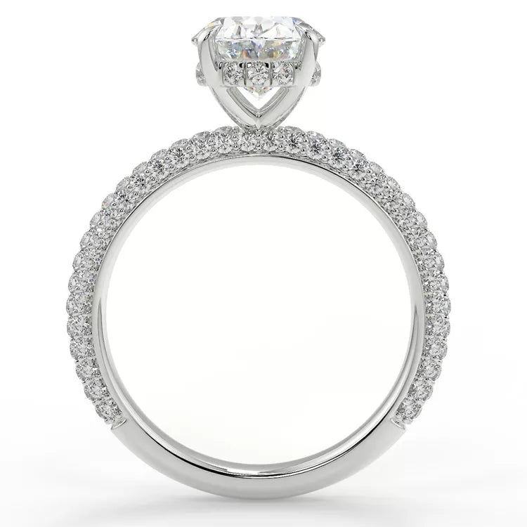 2.7 Carat Oval Cut Moissanite Pave Solitaire Ring