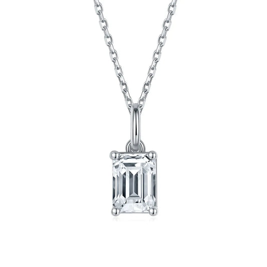 1 Carat Emerald Cut Moissanite Necklace