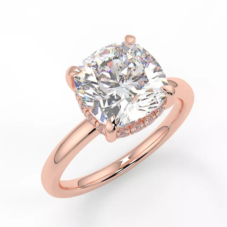 1.5 Carat Round Cut Moissanite Hidden Halo Ring
