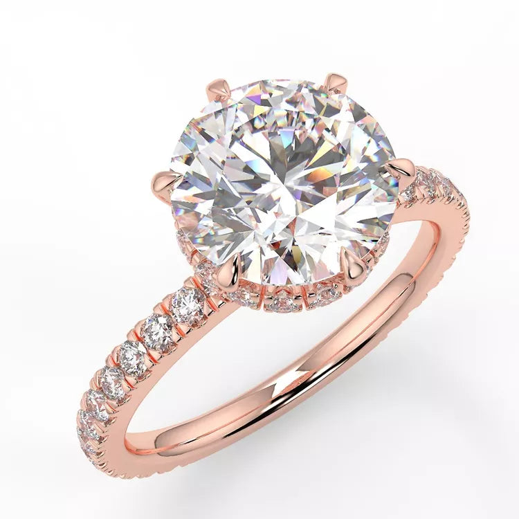 2 Carat Round Cut Moissanite Hidden Halo Ring
