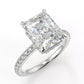 3.5 Carat Radiant Cut Crushed Ice Moissanite Ring