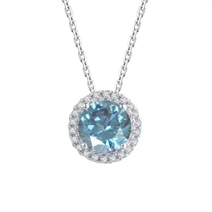 1 Carat Round Moissanite Halo Necklace