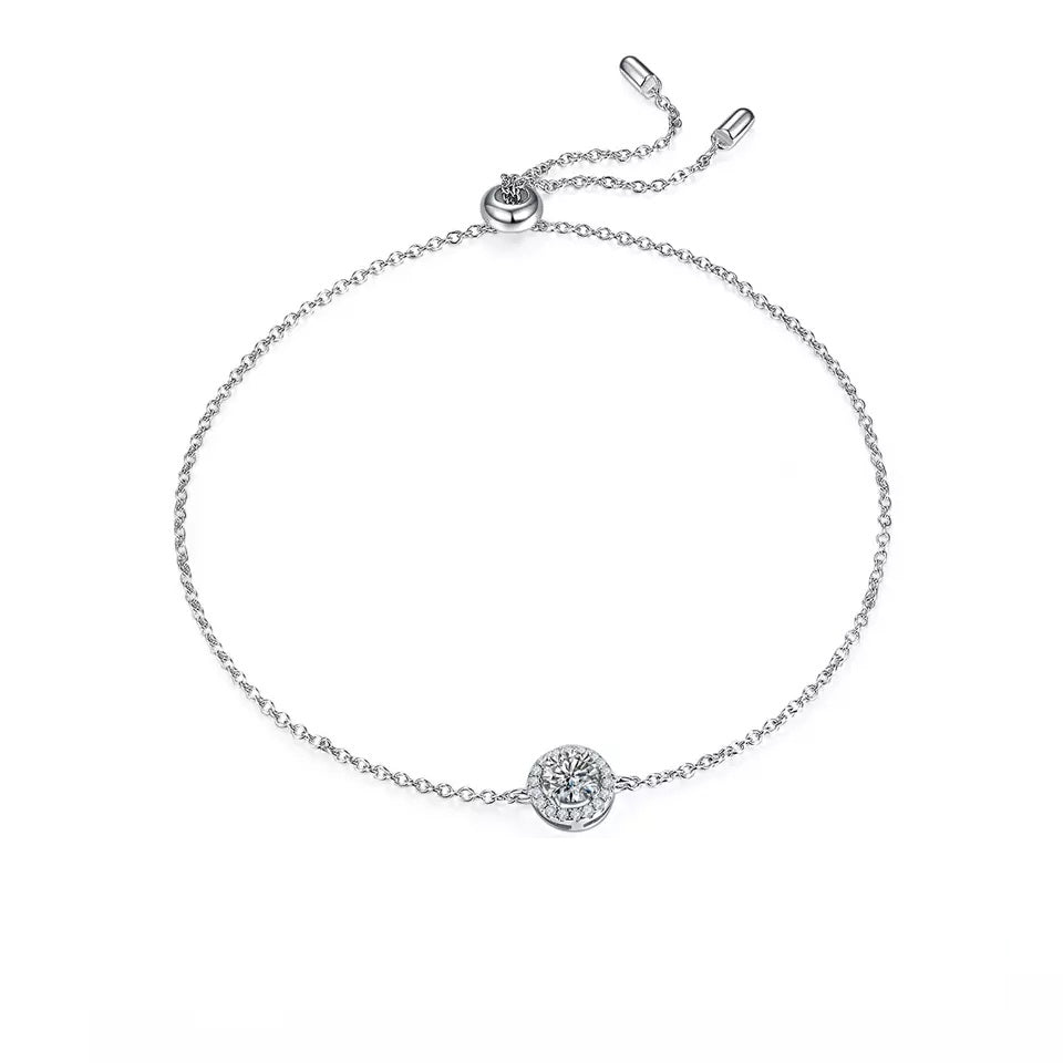 0.5 Carat Round Moissanite Halo Bracelet