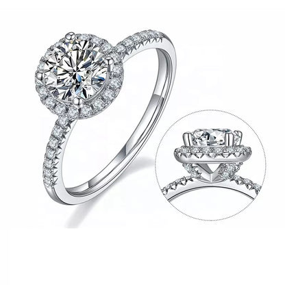 1 Carat Round Moissanite Halo Ring