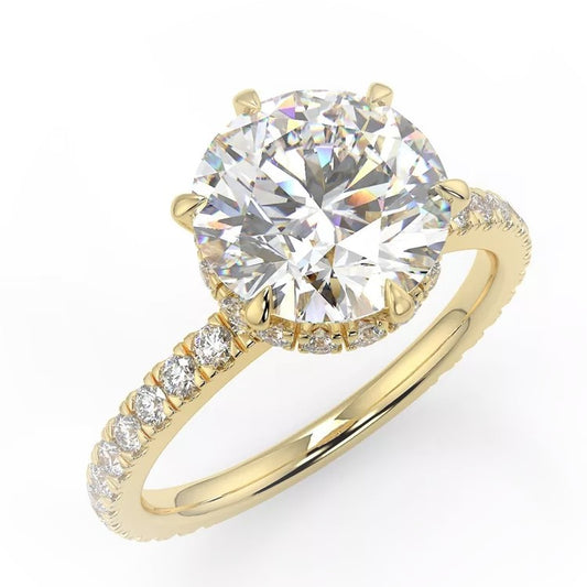 2 Carat Round Cut Moissanite Hidden Halo Ring