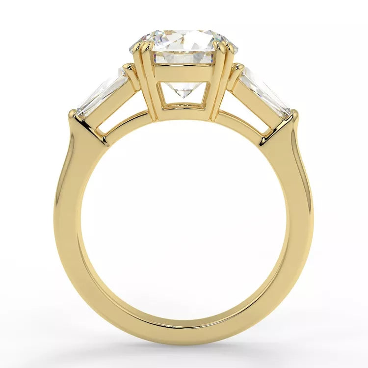 3 Carat tw Round Cut Moissanite Trilogy Ring