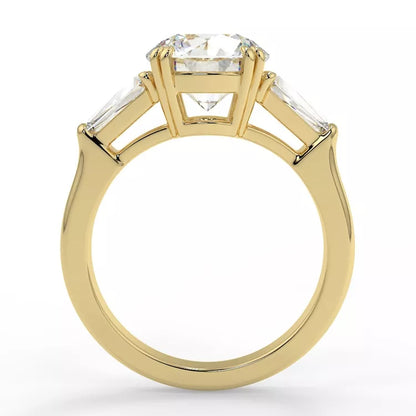 3 Carat tw Round Cut Moissanite Trilogy Ring