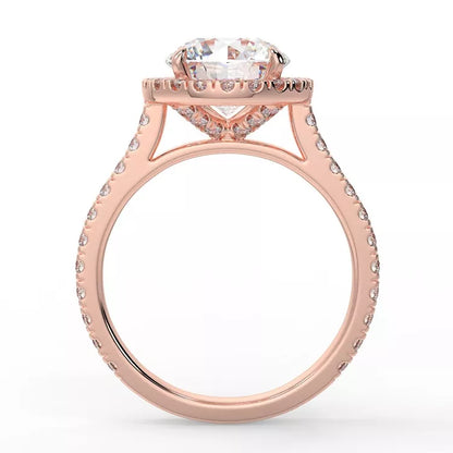 1.6 Carat Round Cut Moissanite Halo Ring