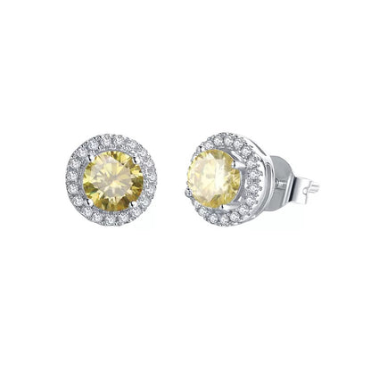 1 Carat tw Round  Moissanite Halo Stud Earrings