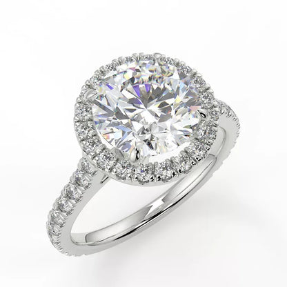 2 Carat Round Cut Moissanite Halo Engagement Ring