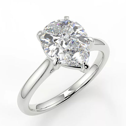 3 Carat Pear Cut Moissanite Solitaire Ring