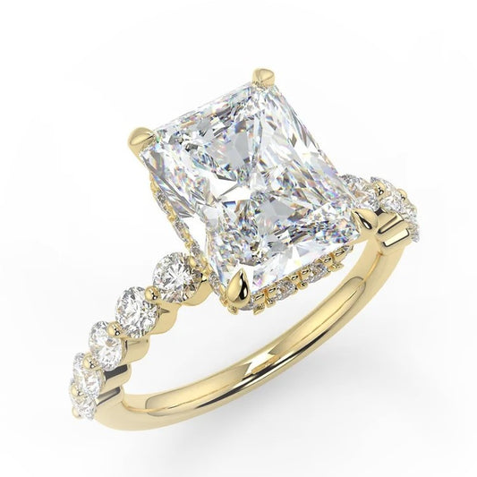 2.5 Carat Radiant Cut Moissanite Accent Band Ring