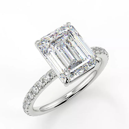 2.4 Carat Emerald Cut Moissanite Solitaire Ring