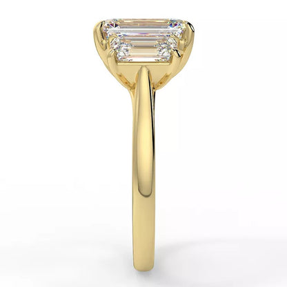 2.23 Emerald Cut Trilogy Moissanite Ring