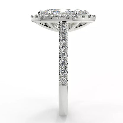 2.2 Carat Marquise Cut Moissanite Solitaire Halo Ring