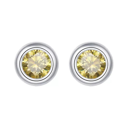2 Carat tw Round Cut Moissanite Bezel Studs in Silver
