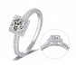 1 Carat Round Moissanite Square Halo Ring