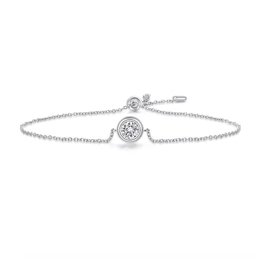 Round Cut Bezel Bracelet in Silver