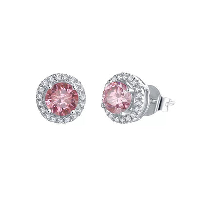 1 Carat tw Round  Moissanite Halo Stud Earrings