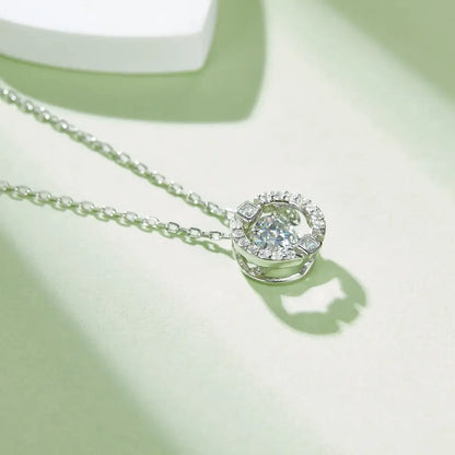 Dancing Moissanite in Halo Pendant