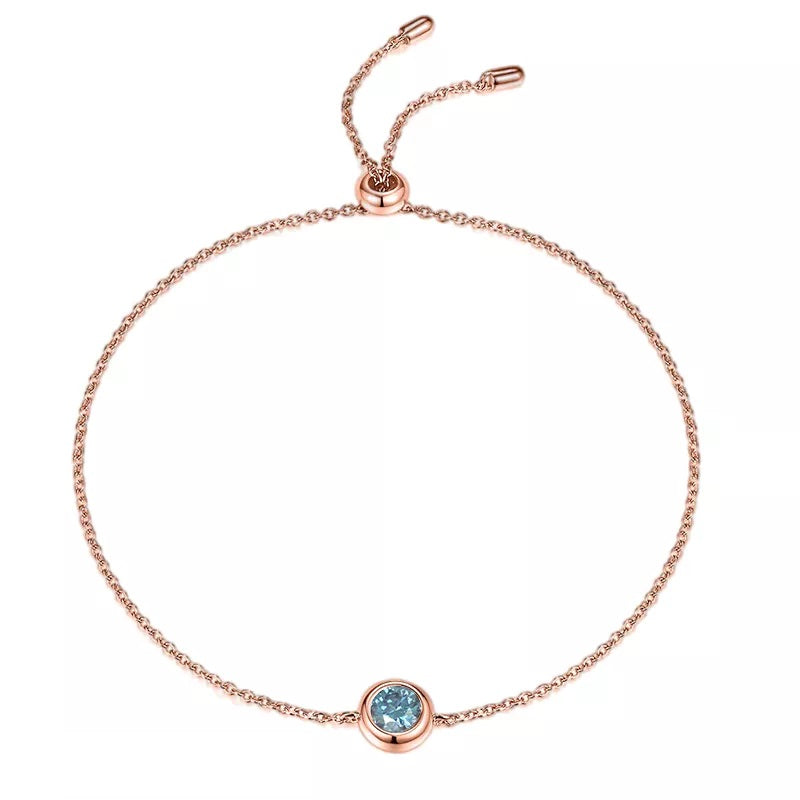 0.5 Carat Round Moissanite Bezel Bracelet in Rose Gold