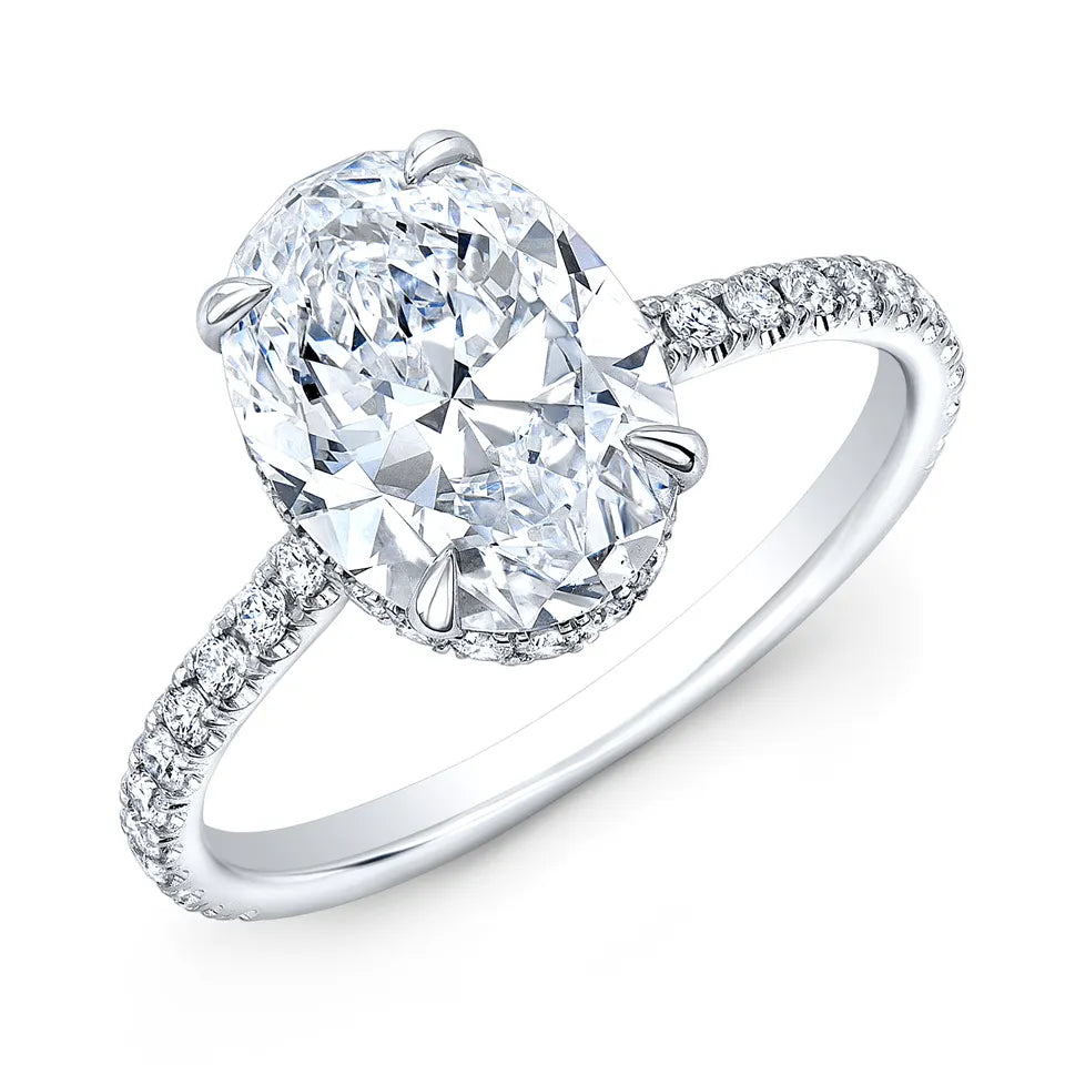 2 Carat Oval Cut Moissanite Floating Ring