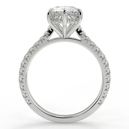 2  Carat Pear Cut Moissanite Solitaire Ring with Pave Band