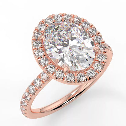 2 Carat Oval Cut Moissanite Ring with Halo