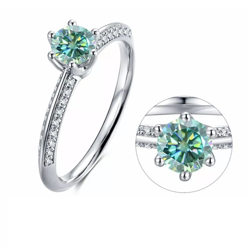0.5 Carat Round Coloured Moissanite Ring
