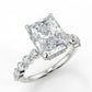 2.5 Carat Radiant Cut Moissanite Accent Band Ring