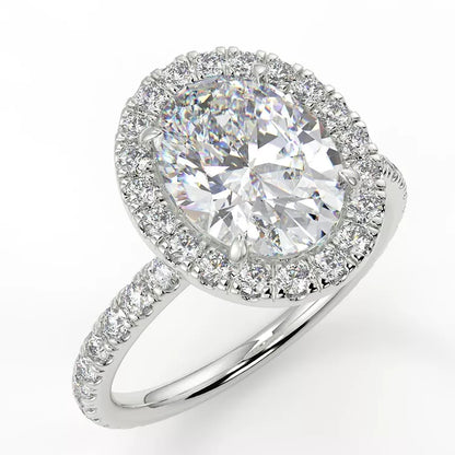 2 Carat Oval Cut Moissanite Ring with Halo
