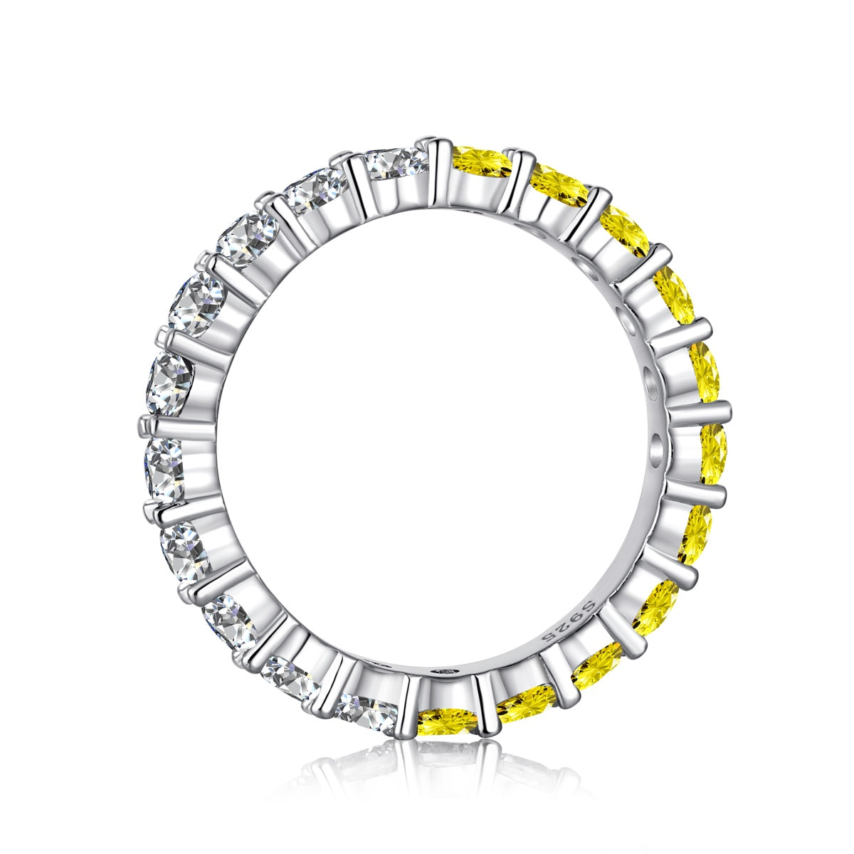 Canary Yellow and White Moissanite Eternity Band