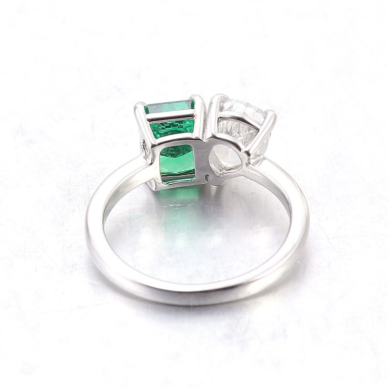 3.3 carat tw Pear & Radiant Green Moissanite Ring
