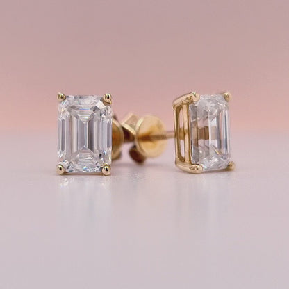 2 Carat tw Emerald Cut Moissanite Stud Earrings