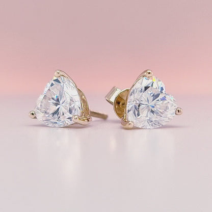 2 Carat tw Heart Cut Moissanite Stud Earrings