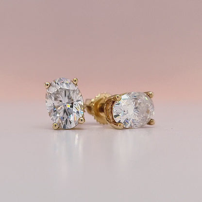 2 Carat tw Oval Cut Moissanite Stud Earrings