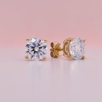 2 Carat tw Round Cut Moissanite Studs